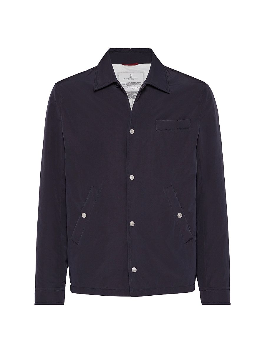 Men's Water Resistant Microfiber Shirt Style Outerwear Jacket - Blue - Size 42