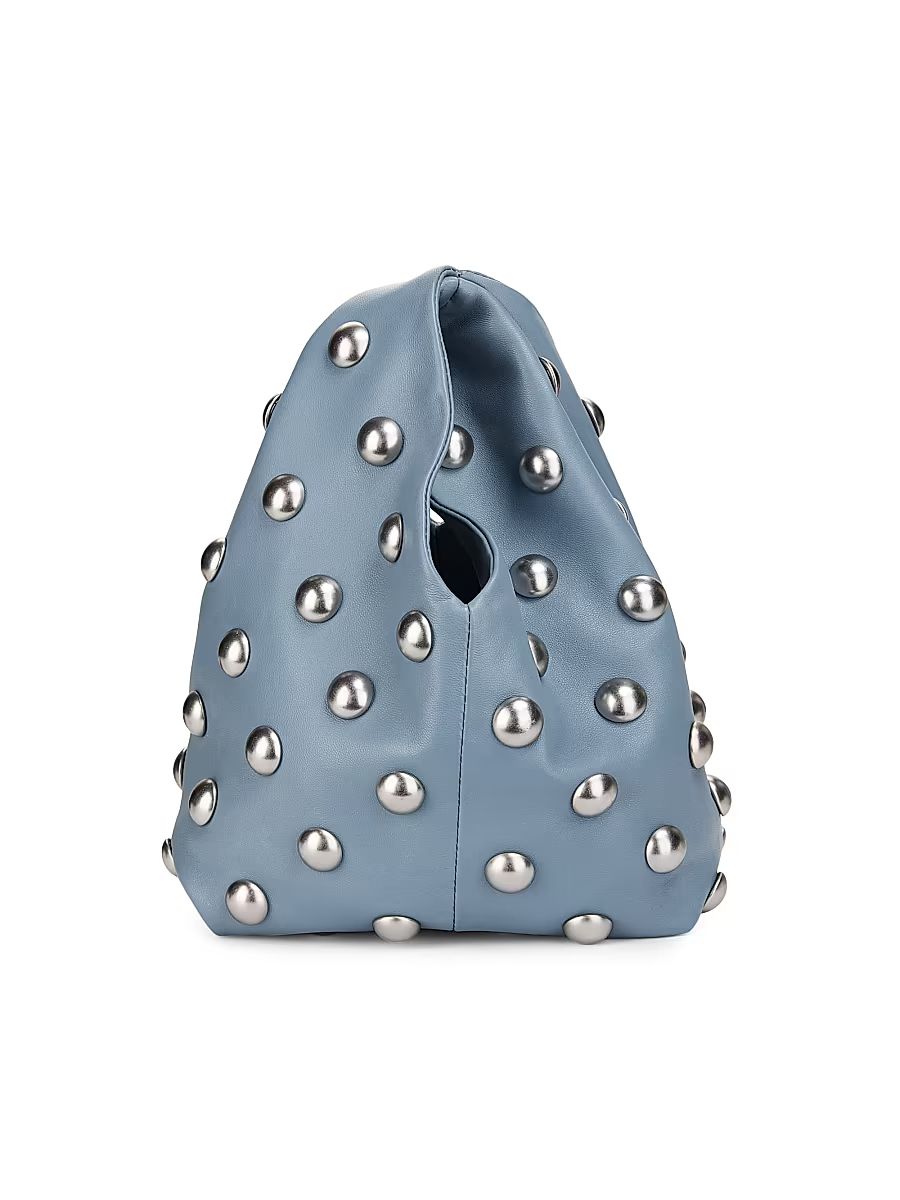 Women's Simone Studded Leather Top Handle Bag - Slate Blue Nickel
