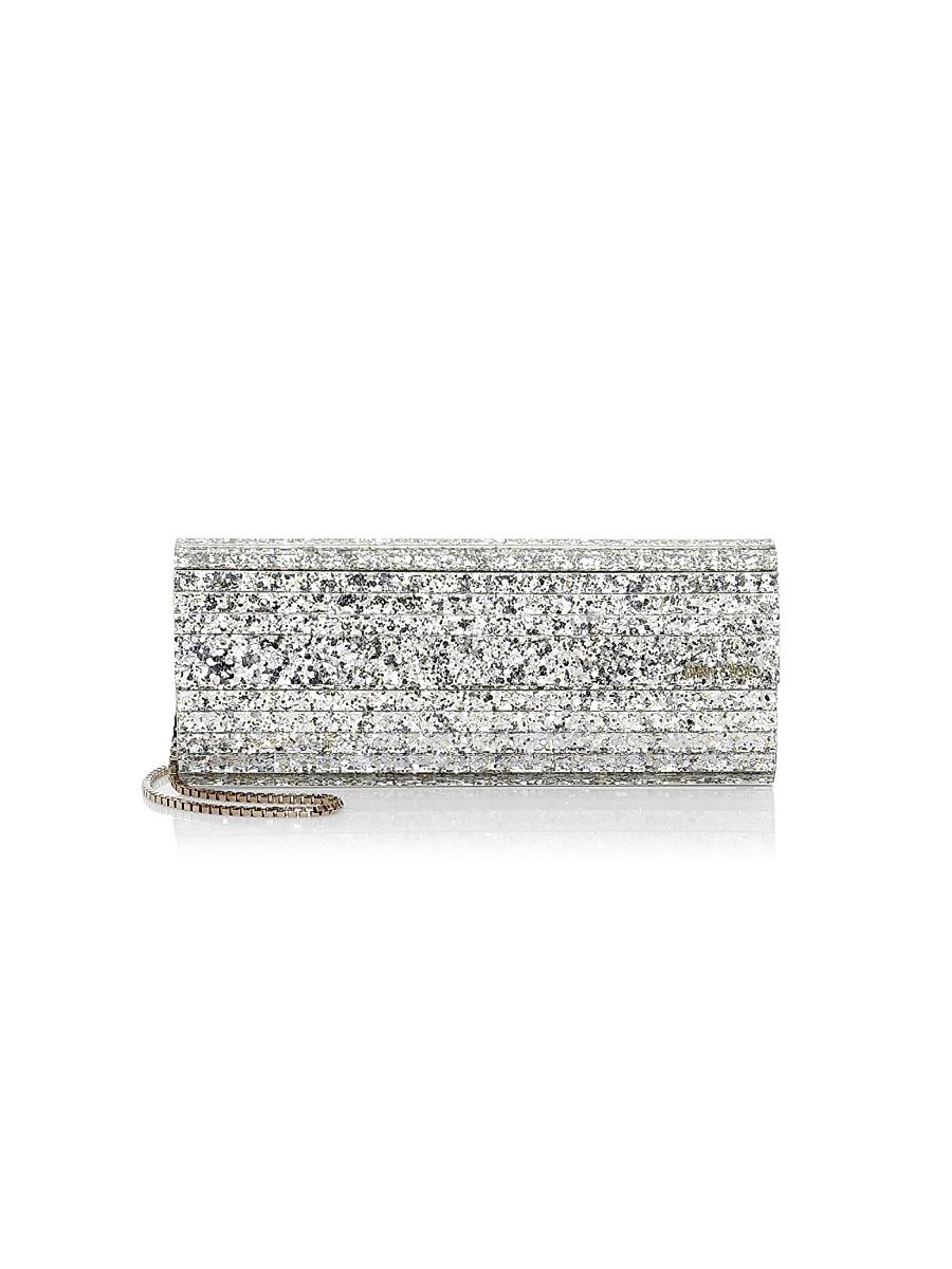 Women's Sweetie Metallic Glitter Acrylic Clutch - Champagne
