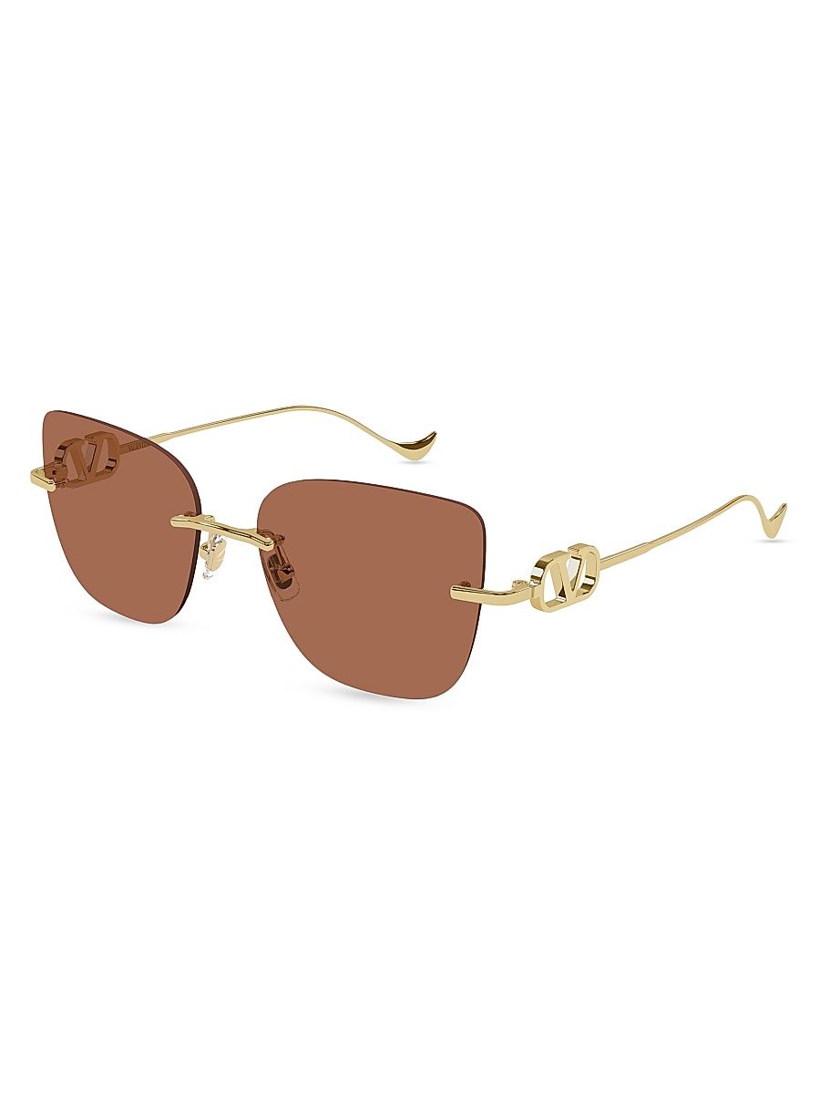 Women's Bejewelled 54MM Cat-Eye Sunglasses - Gold Brown