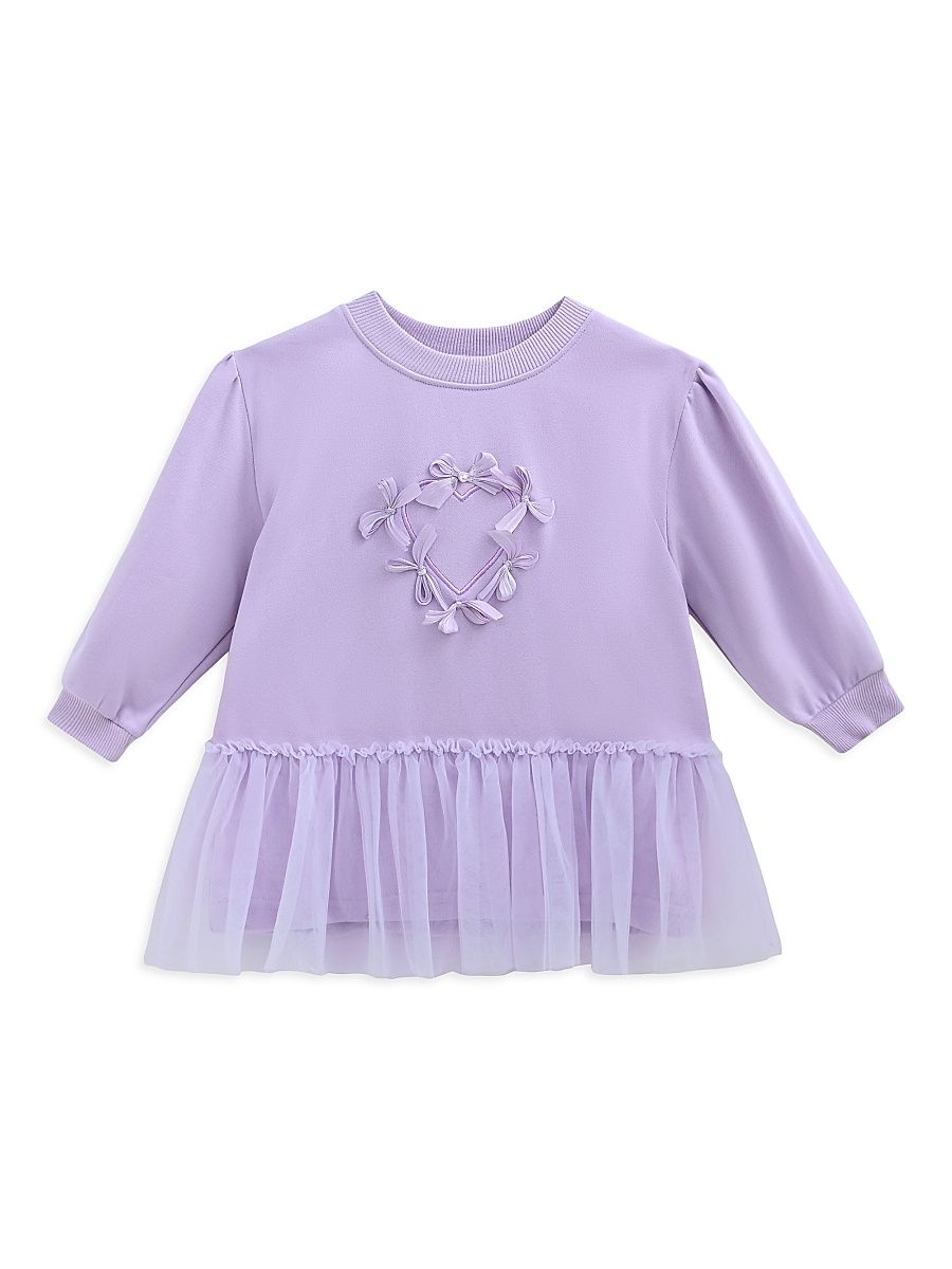 Little Girl's Heart Bow Dress - Purple - Size 6