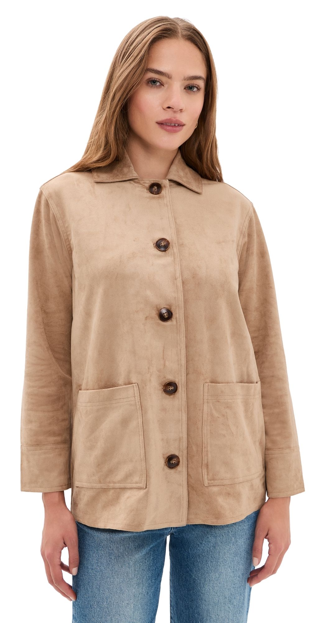 Z Supply Decker Suede Chore Jacket Light Sand XL