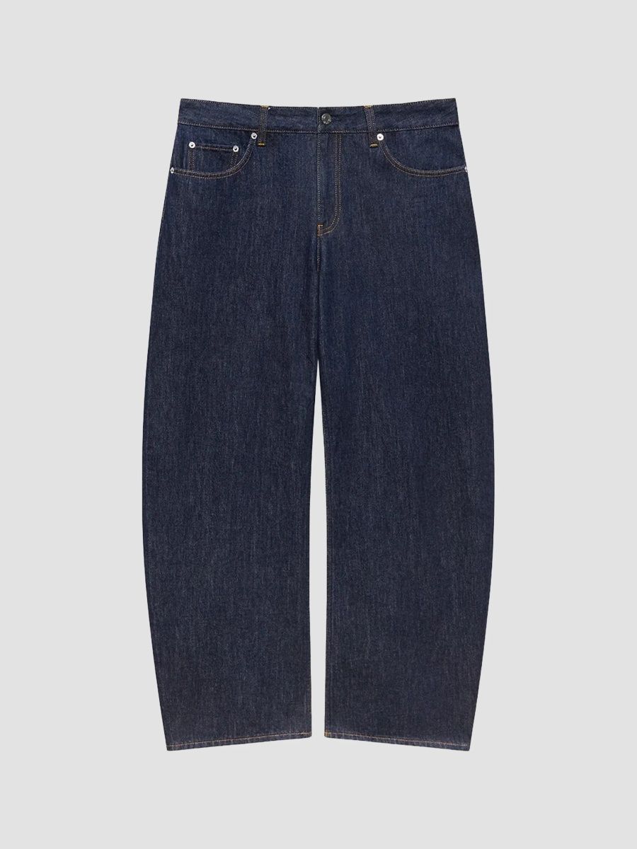Helmut Lang Men's Saddle Barrel-Leg Jeans - Rinsed Indigo - Size 38