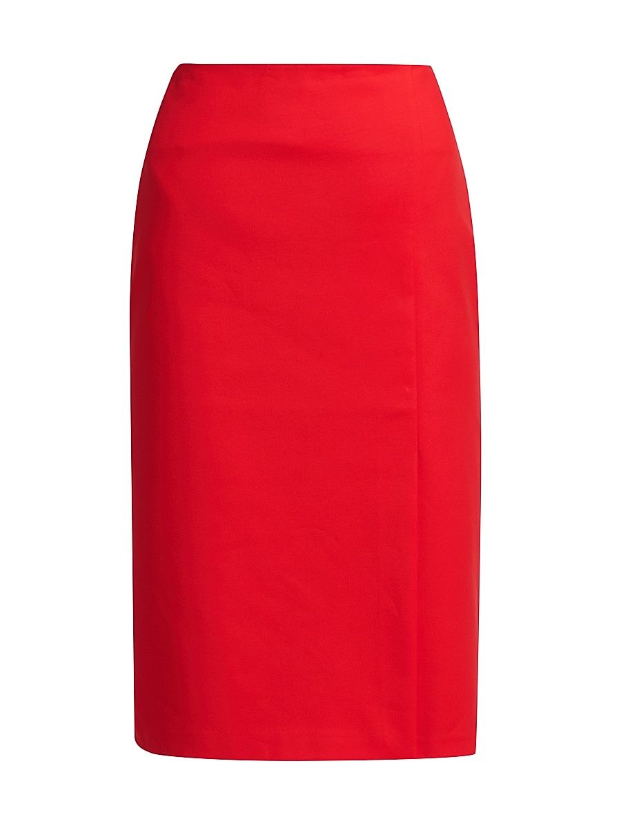 Women's Estera Cotton-Blend Pleated Pencil Midi-Skirt - Lipstick Salt - Size 10