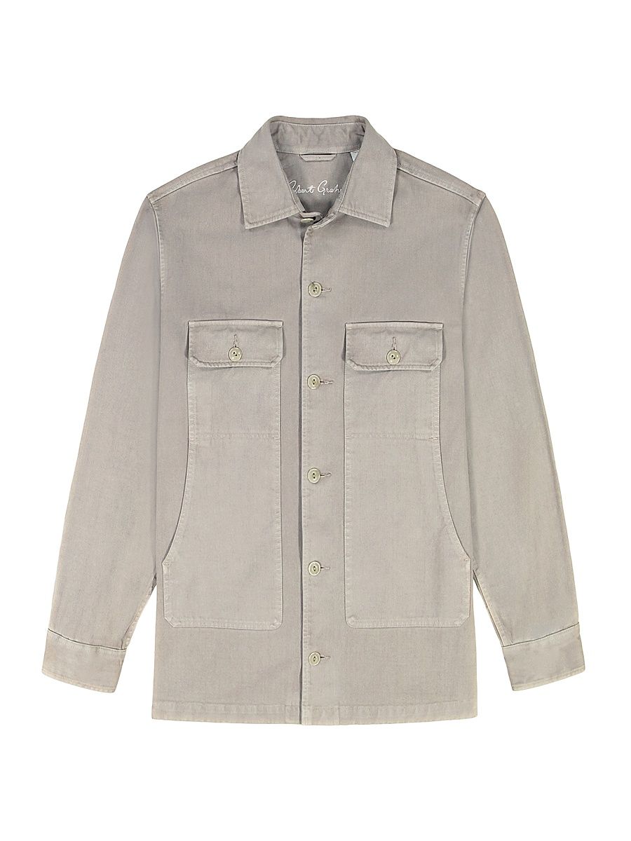 Men's Guston Woven Cotton Shirt Jacket - Cement - Size XXL