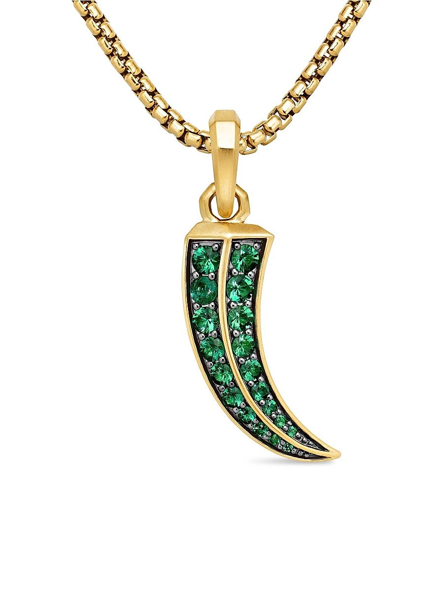Men's Roman Claw Amulet in 18K Yellow Gold - Emerald
