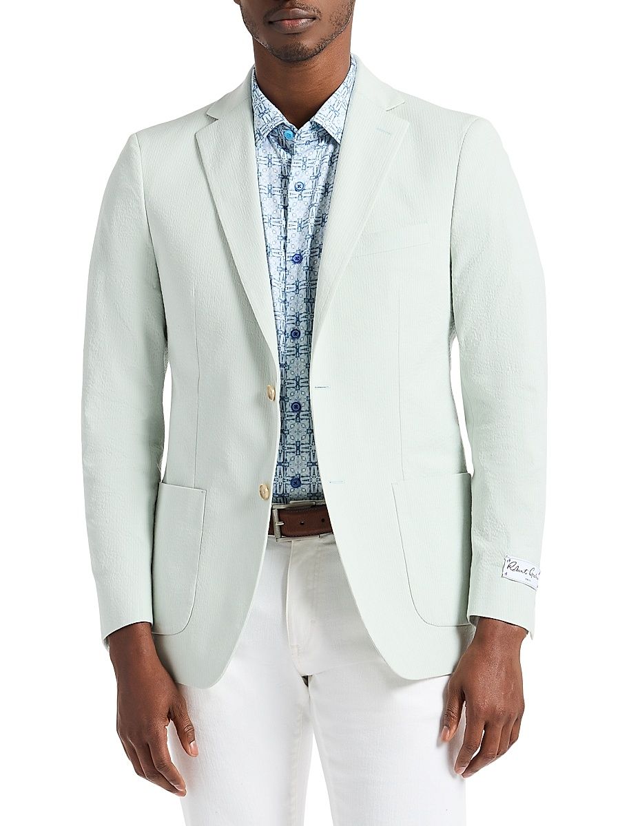 Men's Rayburn Stretch-Cotton Single-Breasted Blazer - Blue - Size 42