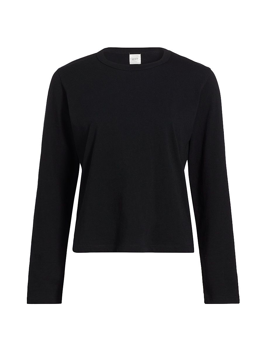 Women's Margo Cotton Long-Sleeve T-Shirt - Black - Size XL