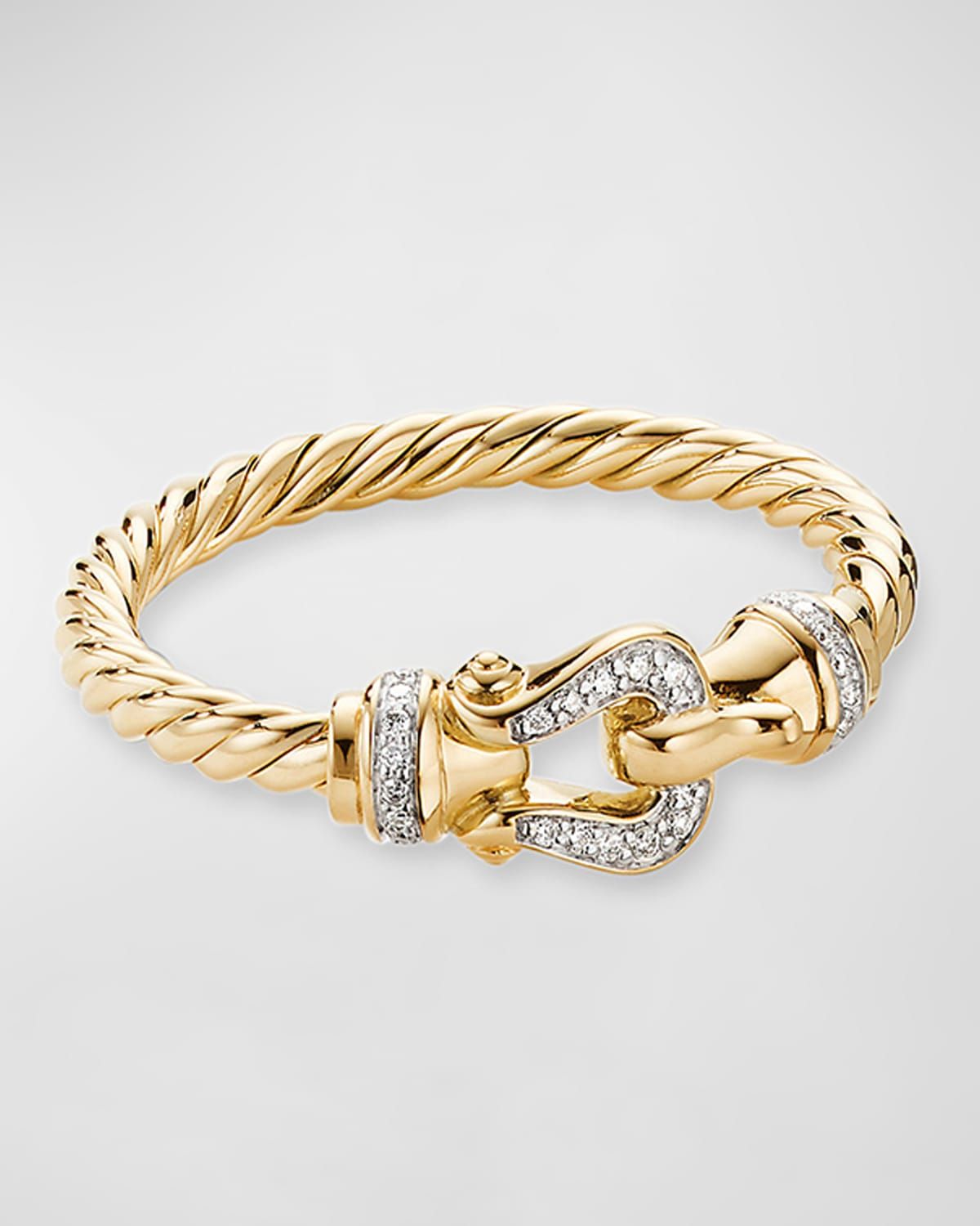 Cable Buckle Ring with Diamonds in 18K Gold