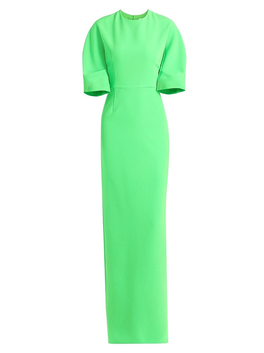 Women's Crêpe Tucked Sleeve Column Gown - Lime - Size 12