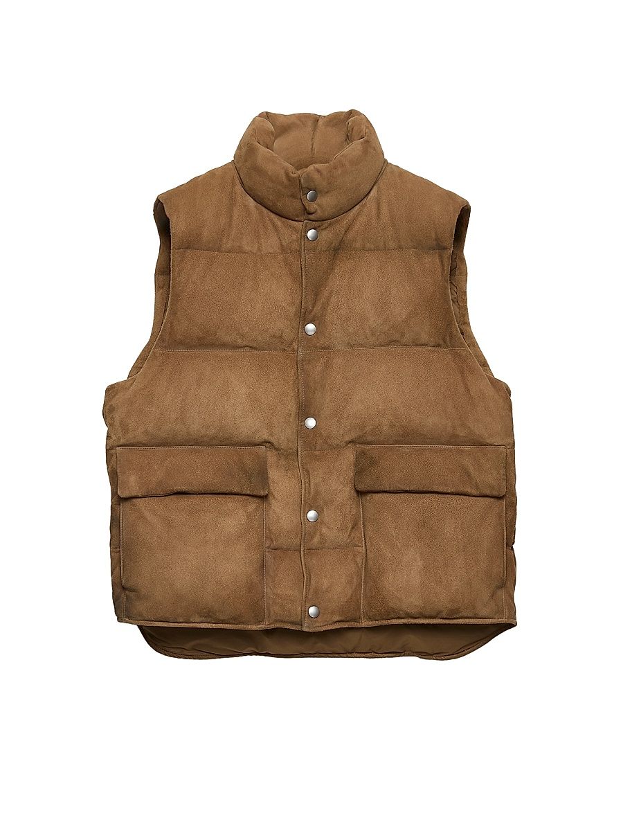 Men's Suede Down Vest - Brown - Size 40
