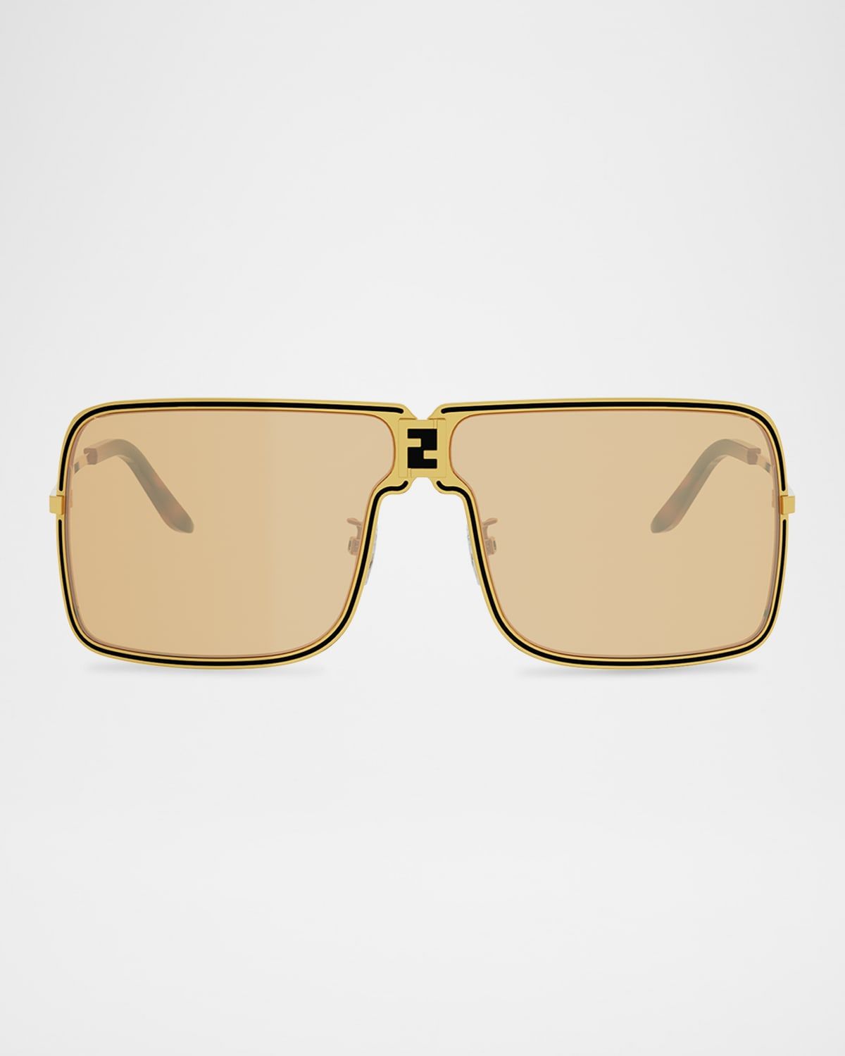 Fendiness Metal Semi-Shield Sunglasses