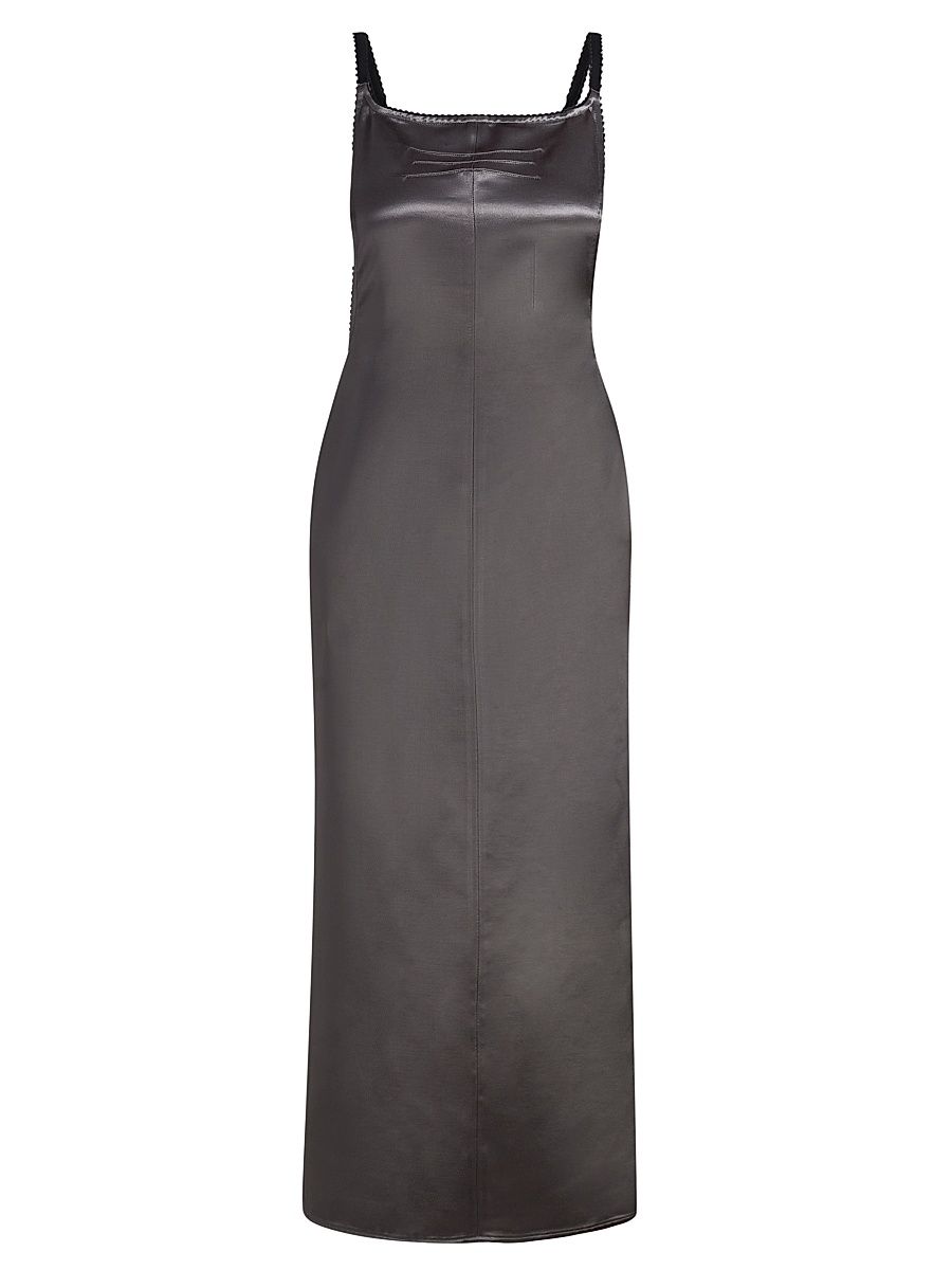 Women's Satin Backless Midi-Dress - Metal Grey - Size 2