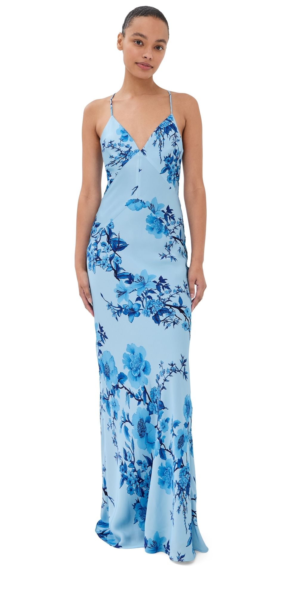 Borgo de Nor Olive Crepe Satin Dress Cherry Blossom Blue 16