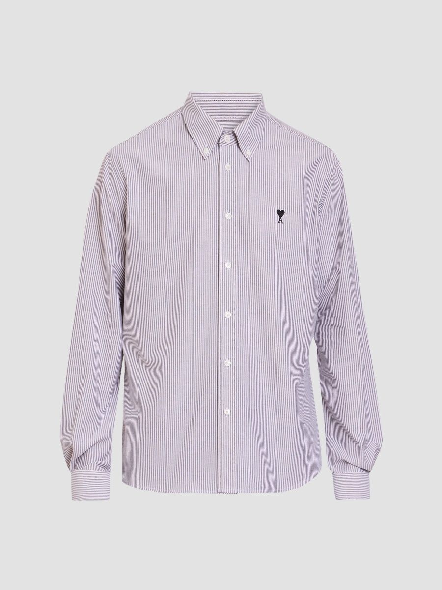 AMI Paris Men's Ami De Coeur Classic Fit Shirt - Noir Blanc Natural - Size Medium