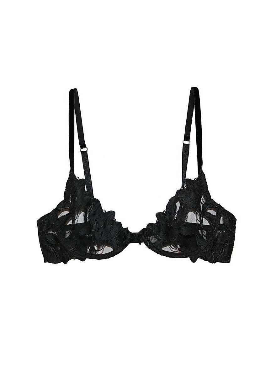 Women's Lily Embroidered Floral Lace Bra - Black - Size 40C