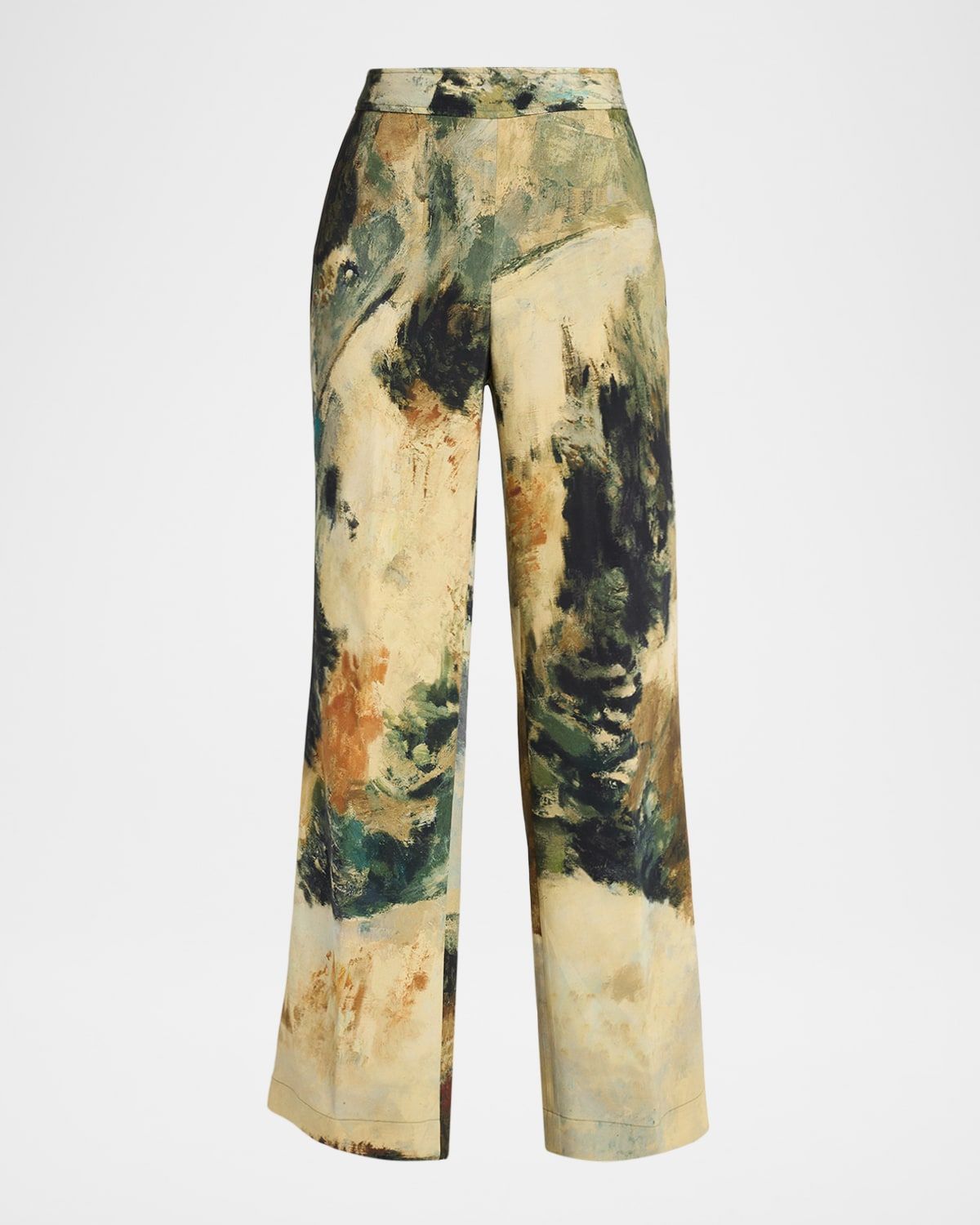 Modernist Landscape Silk Flare Pants