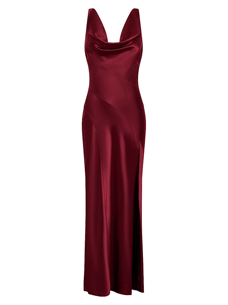 Women's Alfina Double-Cowl Sleeveless Gown - Plum - Size 12