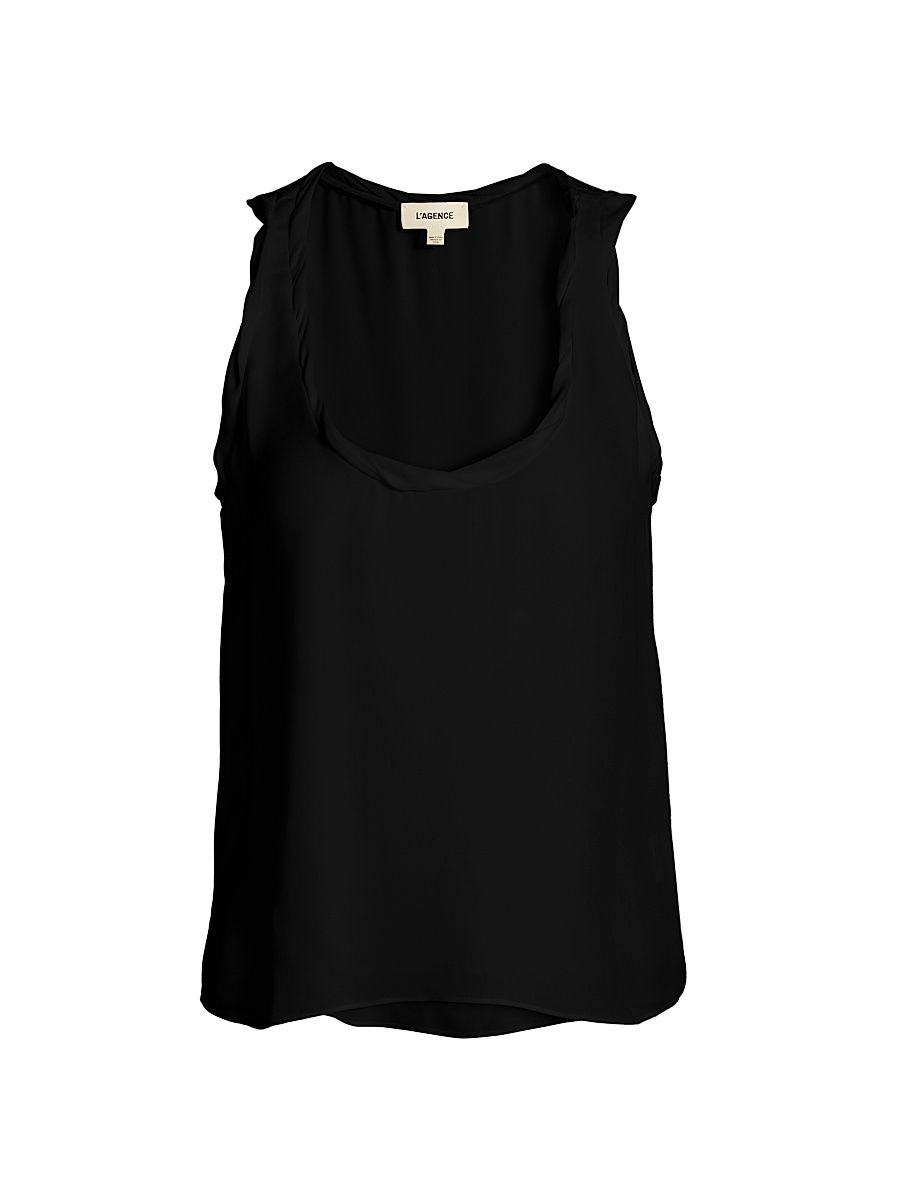 Women's Trixi Silk Twisted Band Tank - Black - Size Medium