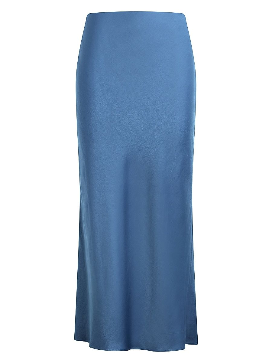 Women's The Favorite Hammered Satin Midi-Skirt - River Blue - Size XS
