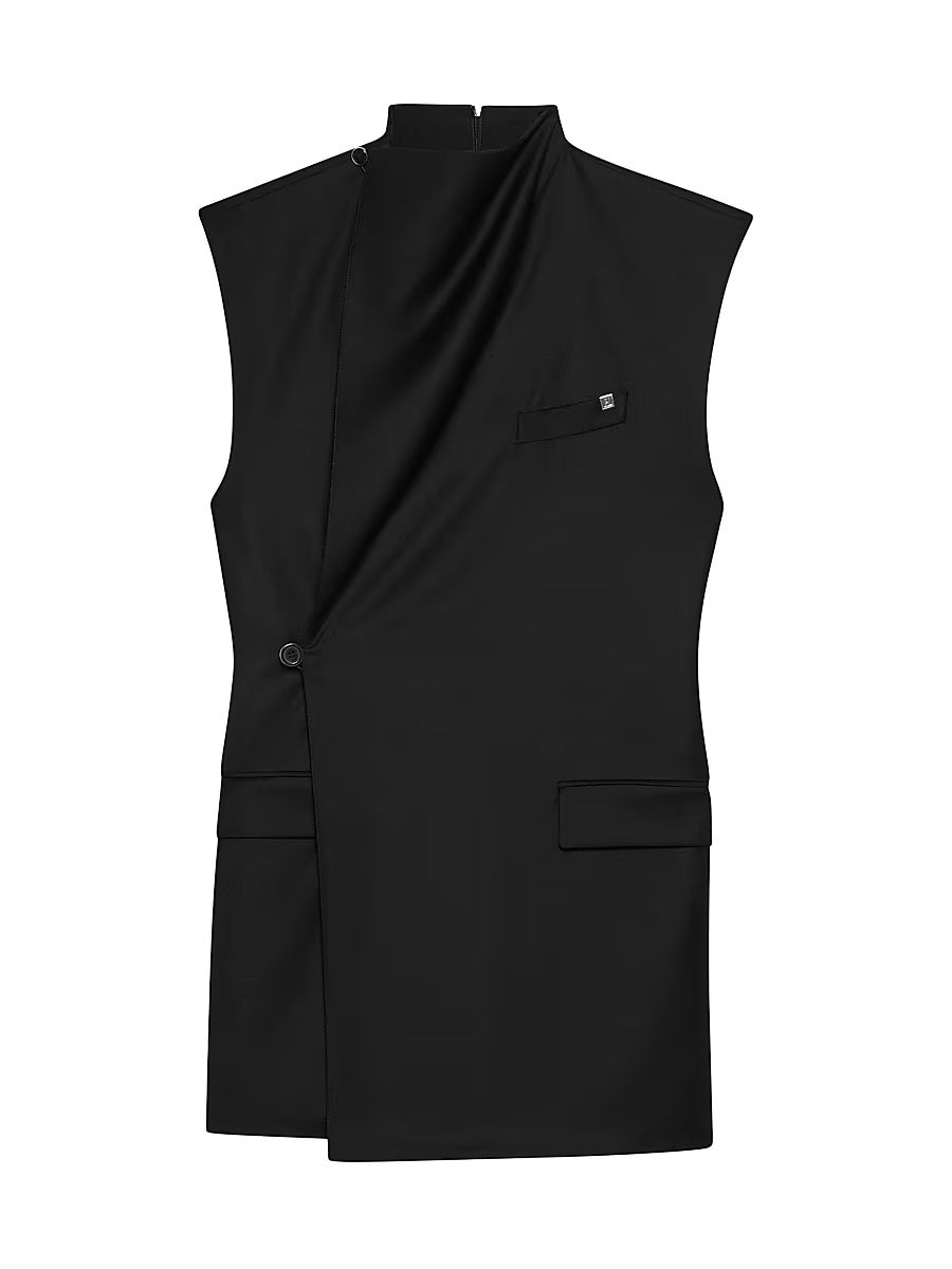 Women's Cowl Neck Sleeveless Blazer Minidress - Black - Size Large
