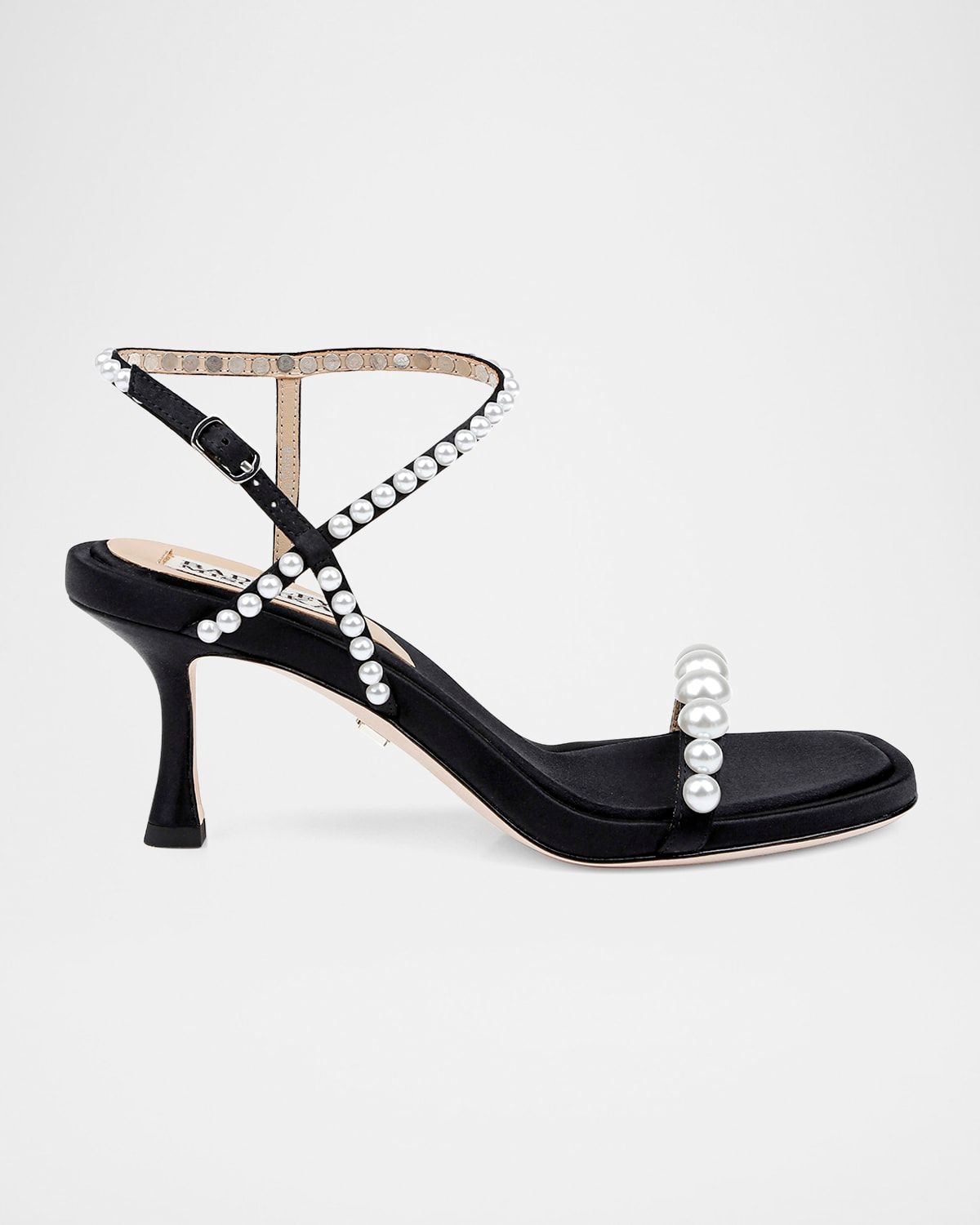 Jolie Pearly Silk Kitten-Heel Sandals