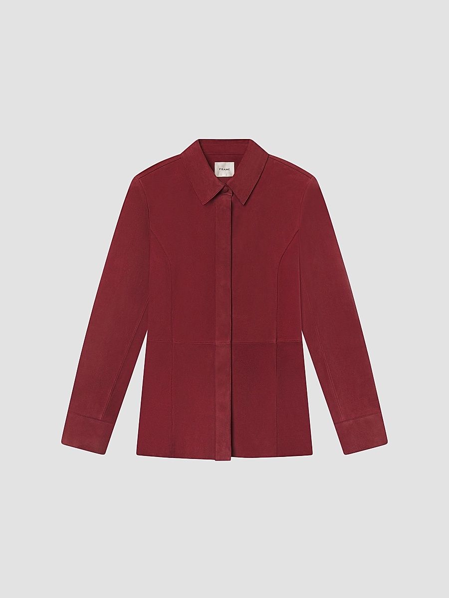 Women's The Suede Button-Front Shirt - Garnet - Size Large