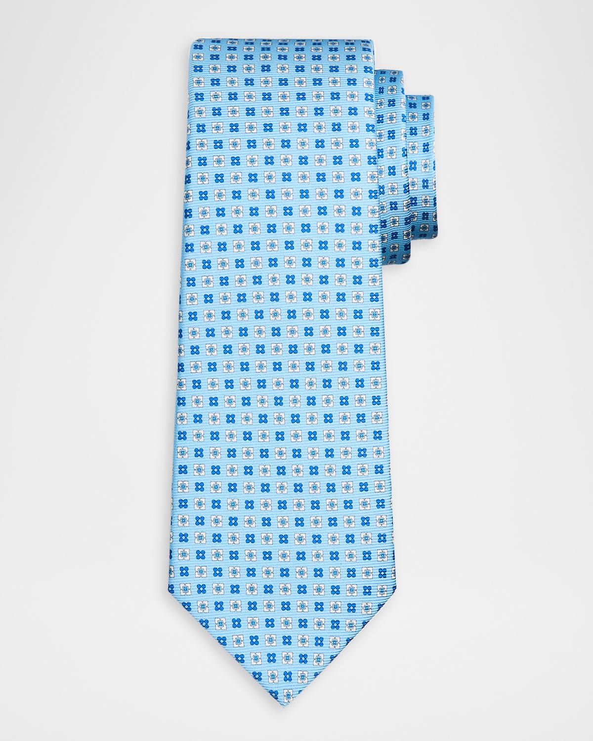 Men & apos;s Geometric Floral Silk 7-Fold Tie