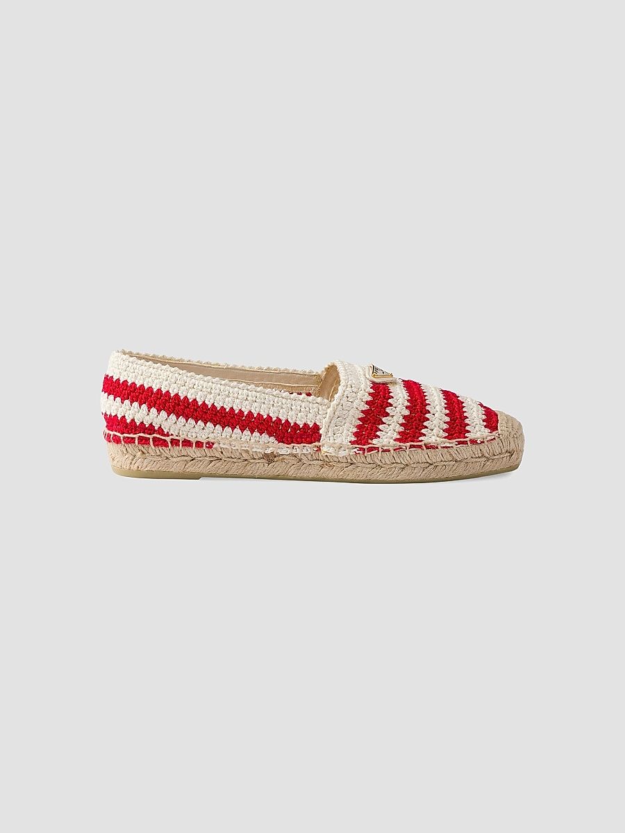 Women's Crochet Espadrilles - Red White - Size 11