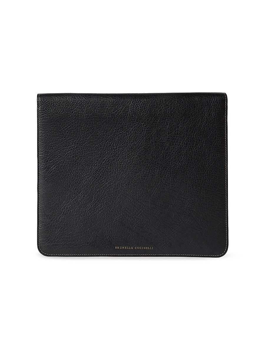 Men's Grained Calfskin Document Holder - Black