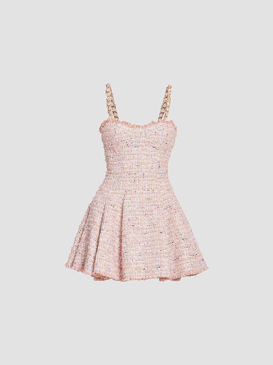 Balmain Women's Tweed Chain Strap Minidress - Multicolore - Size 10