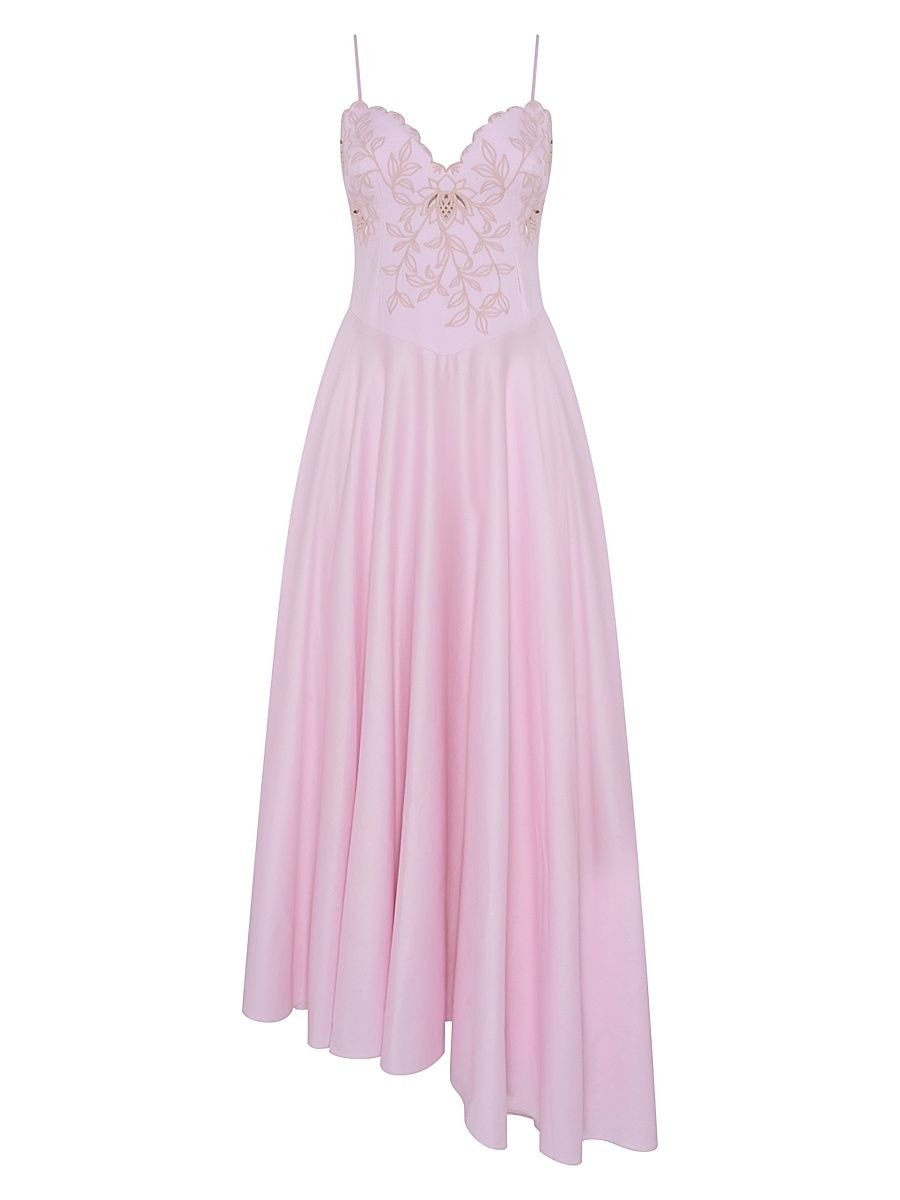 Women's Lotus Embroidered Maxi Dress - Light Pink - Size 8