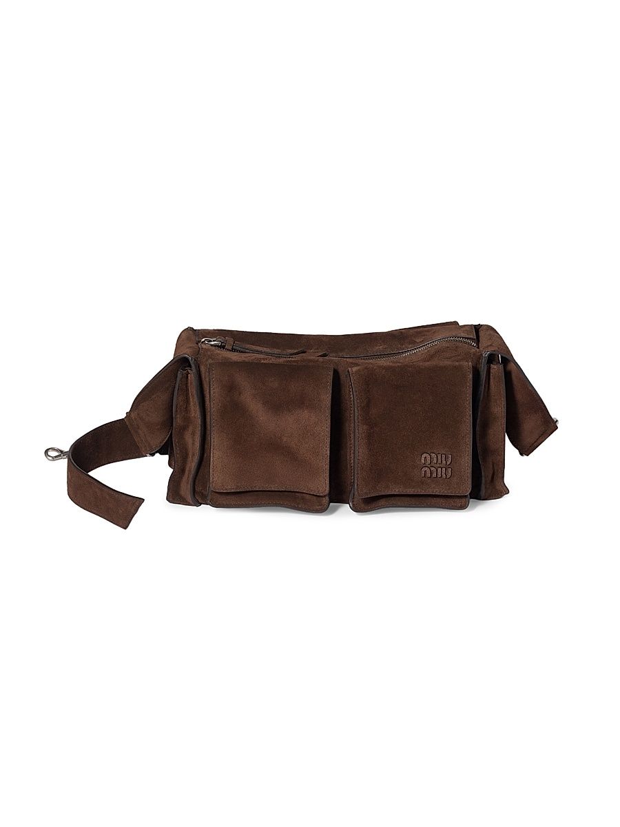 Women's Utilitaire Suede Shoulder Bag - Brown