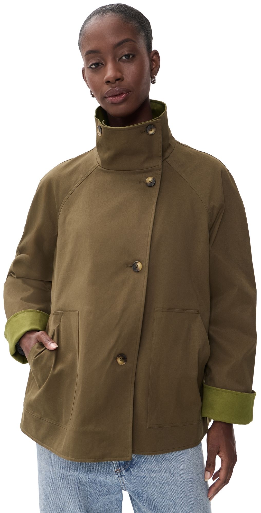 Hunter Bell Howell Cropped Trench Coat Khaki Brown XS