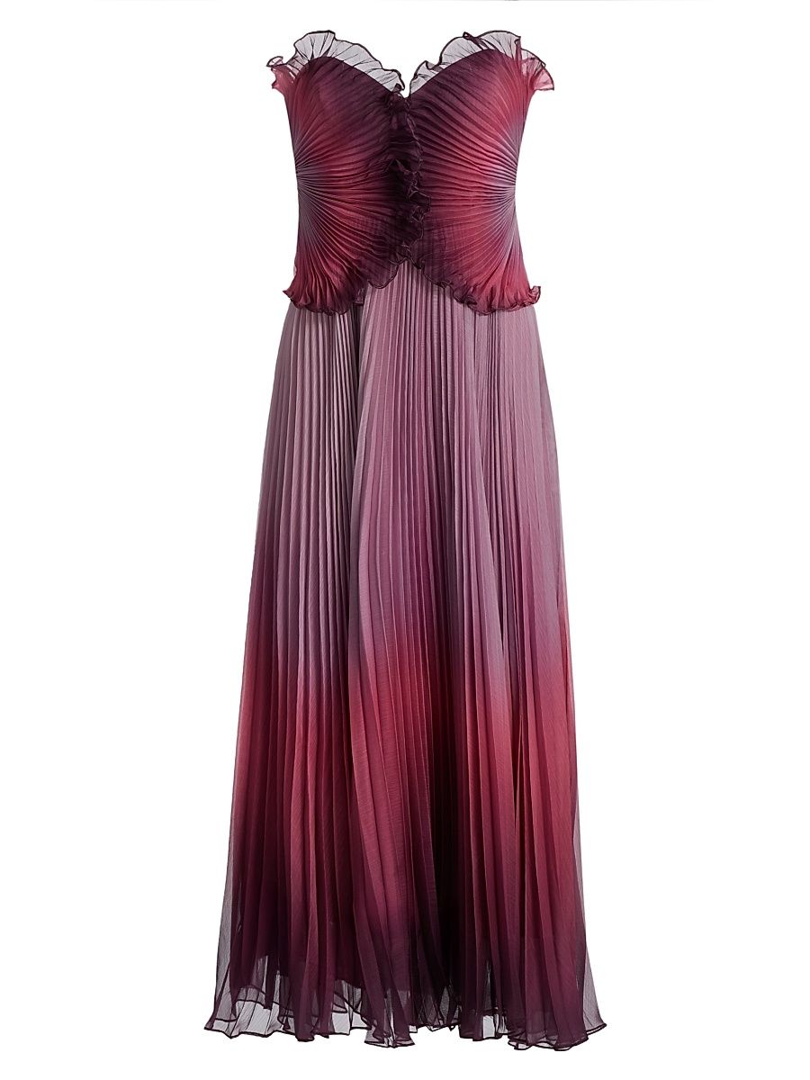 Women's Delyth Pleated Strapless Tea-Length Dress - Ombre Petal - Size 12