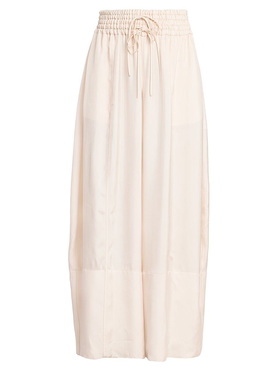 Women's Elasticized Wide-Leg Pants - Off White - Size 8