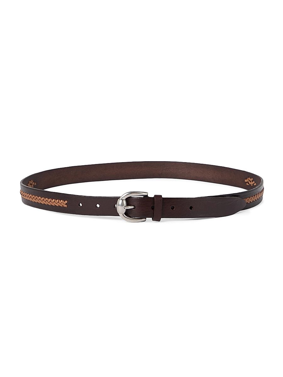 Men's Leather Braided Pattern Belt - Brown - Size 34