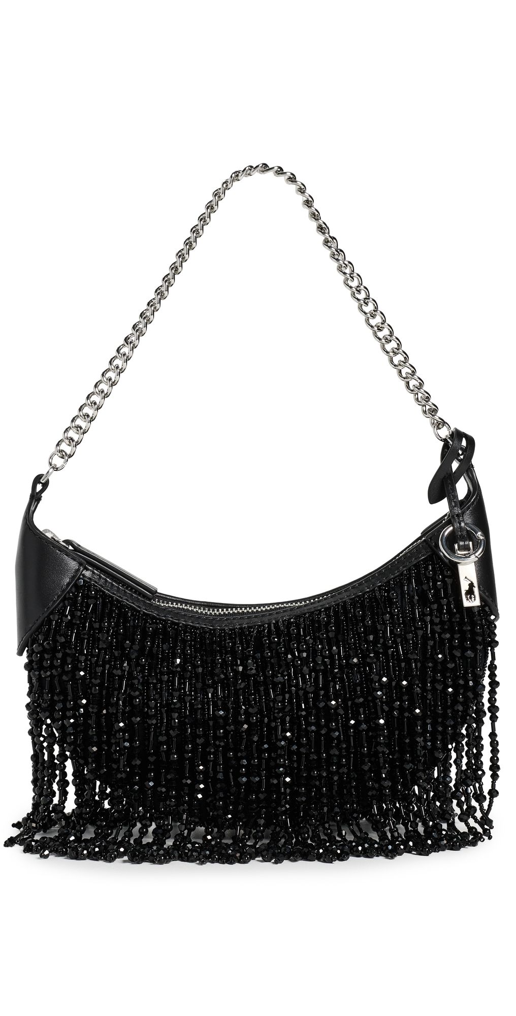 Polo Ralph Lauren Beaded Fringe Shoulder Bag Black One Size