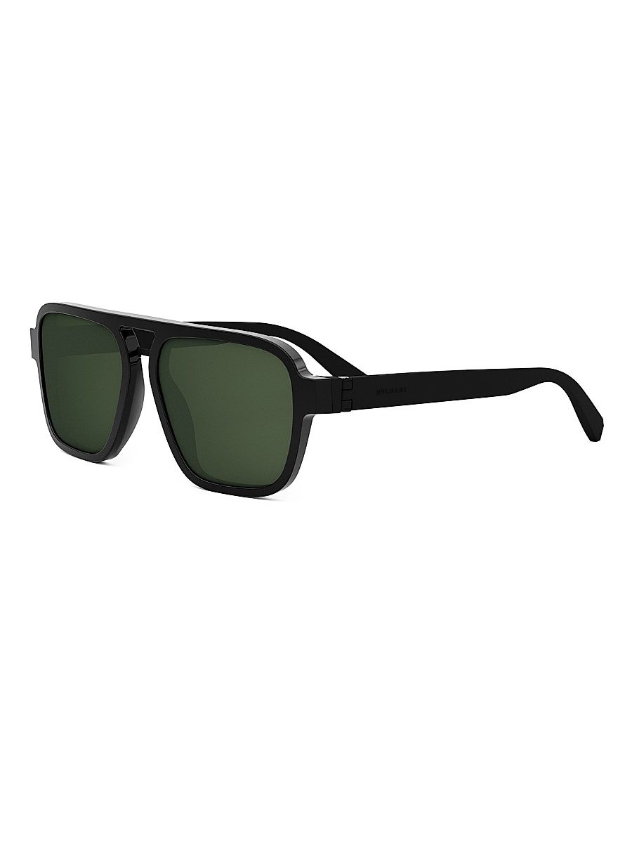 Men's Aluminium 56MM Tortoiseshell Square Sunglasses - Black