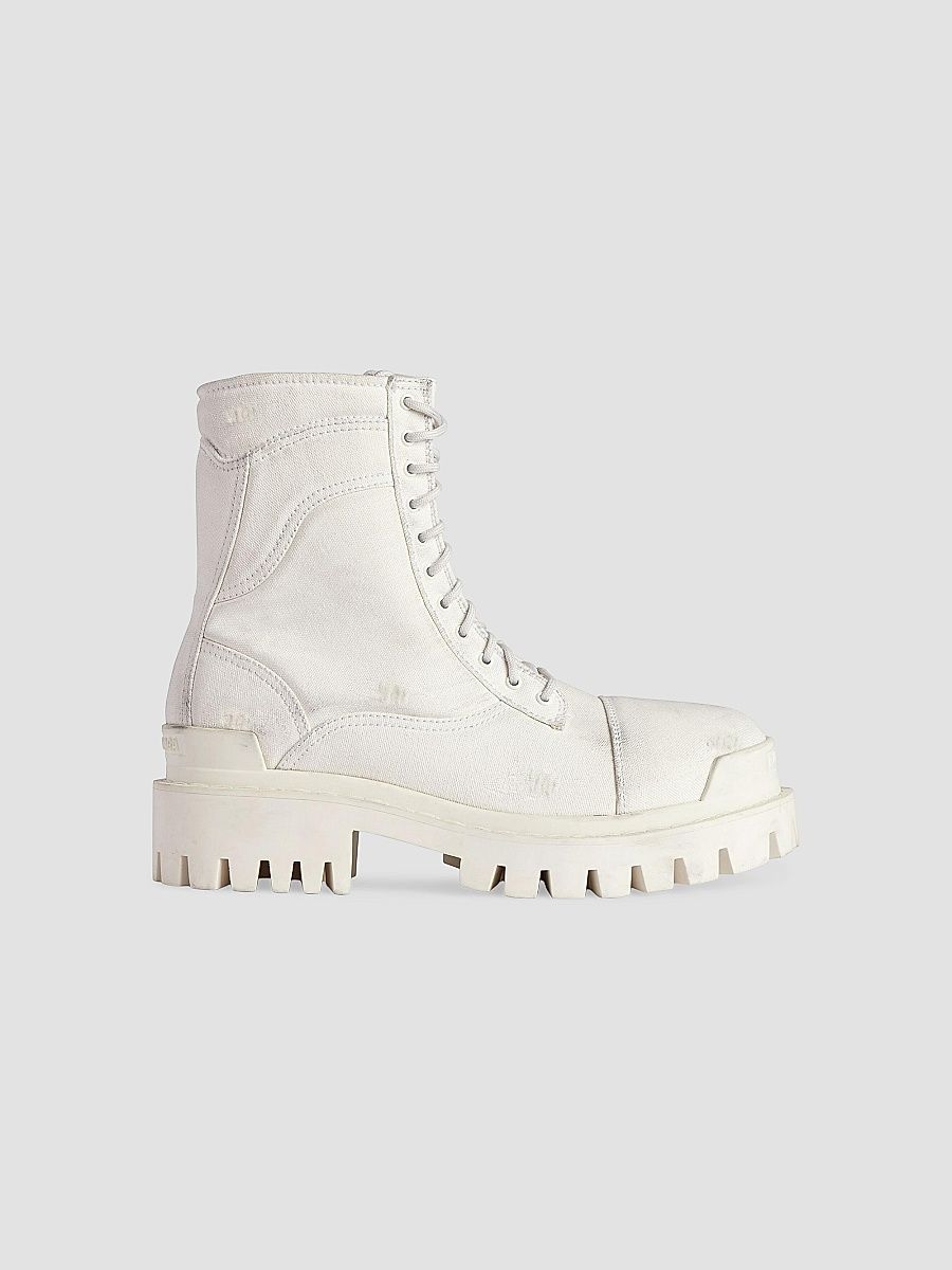 Balenciaga Men's Combat Strike Boots - White - Size 12