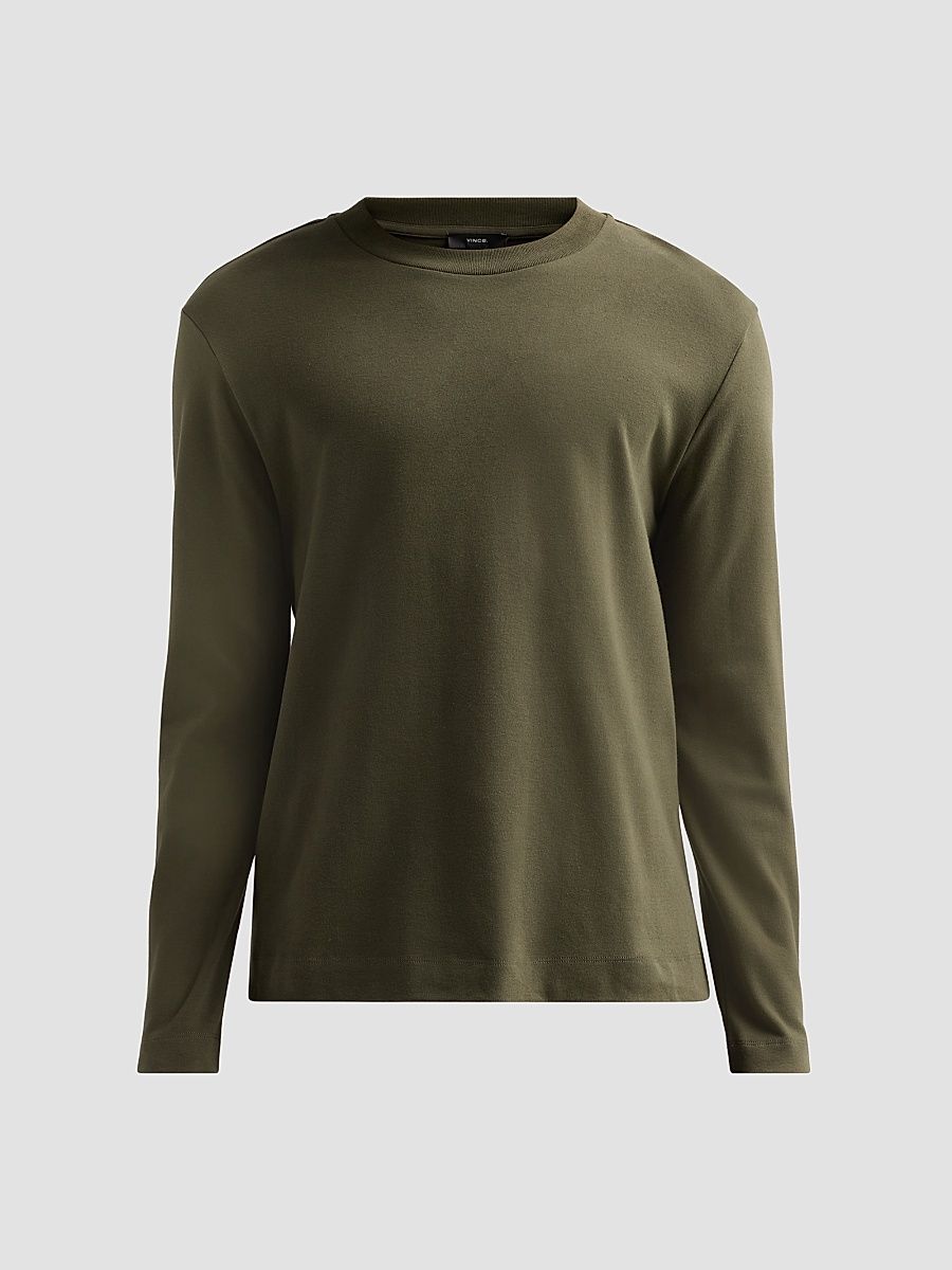 Men's Peached-Face Cotton Jersey Long-Sleeve T-Shirt - Night Leaf - Size XXL