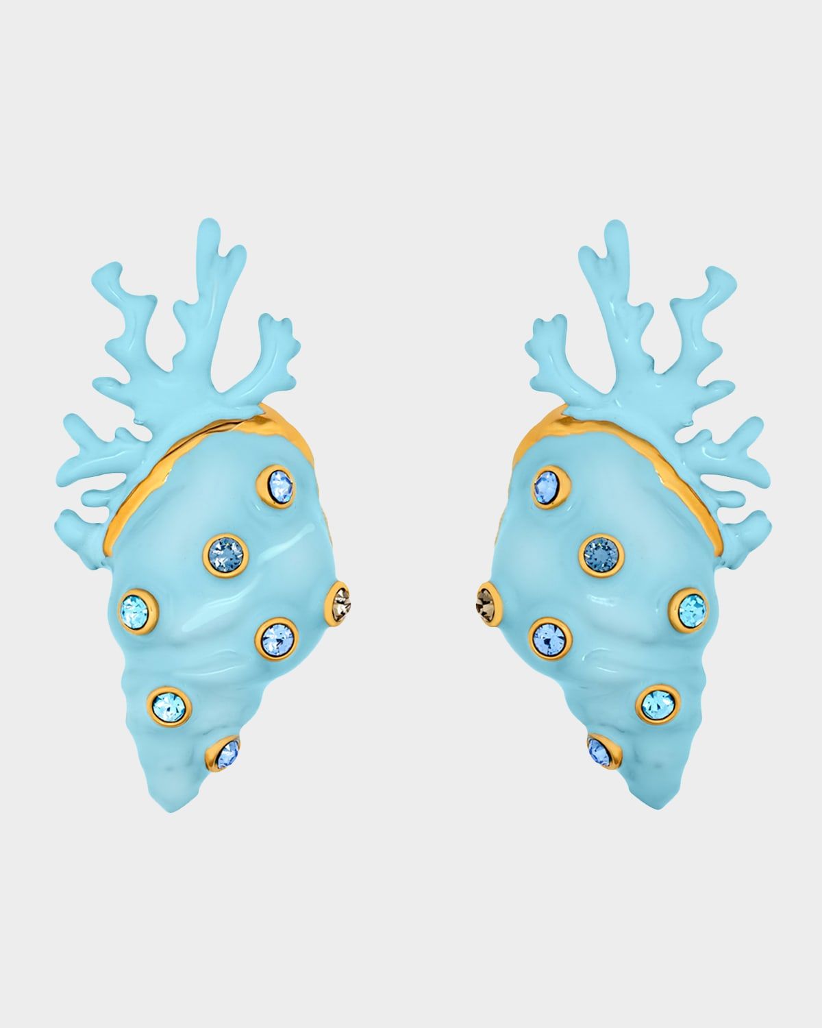 Enamel Seashell and Coral Earrings