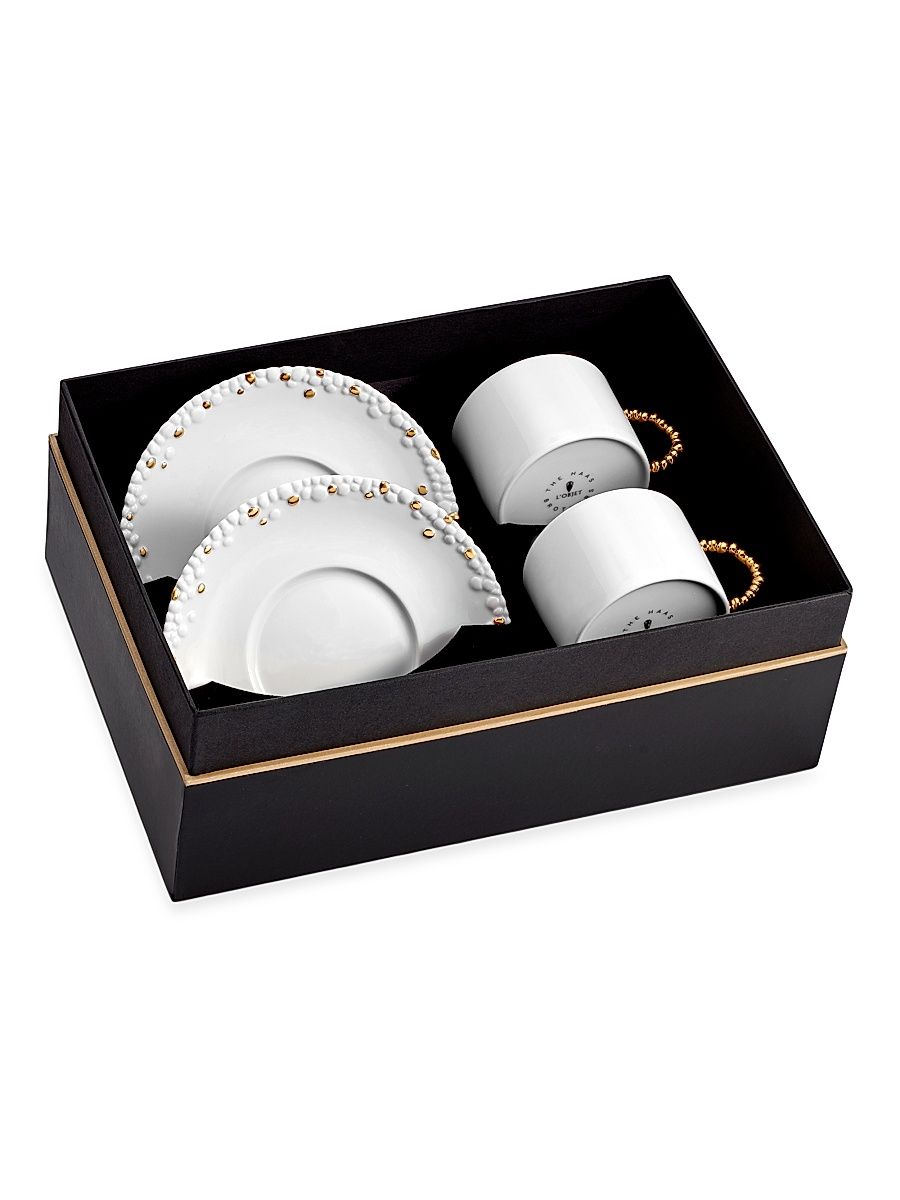 Haas Mojave Tea Cup & Saucer, Set of 2 - Gold
