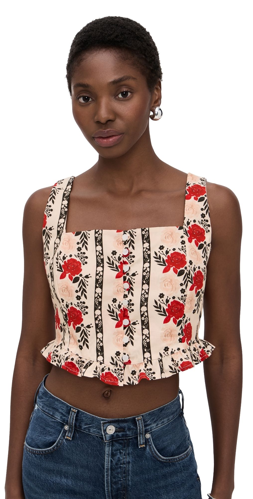 The Lulo Project The Slilent Front Bustier Top Beige Laced In Bloom XL