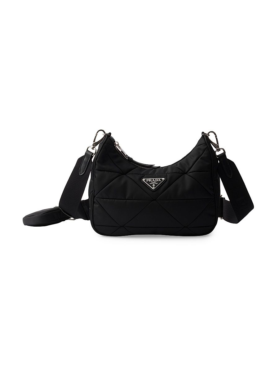 Women's Padded Re-Nylon Shoulder Bag - Black