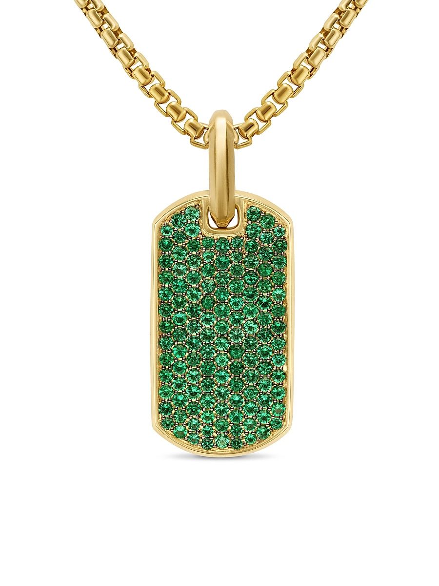 Men's Chevon Tag in 18K Yellow Gold - Emerald