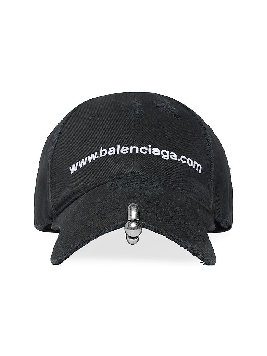 Men's Front Piercing Baseball Cap - Black Faded - Size Small