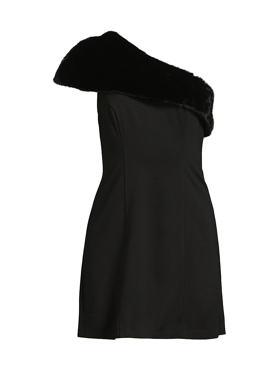 Women's Brynn One-Shoulder Sheath Minidress - Black - Size Small
