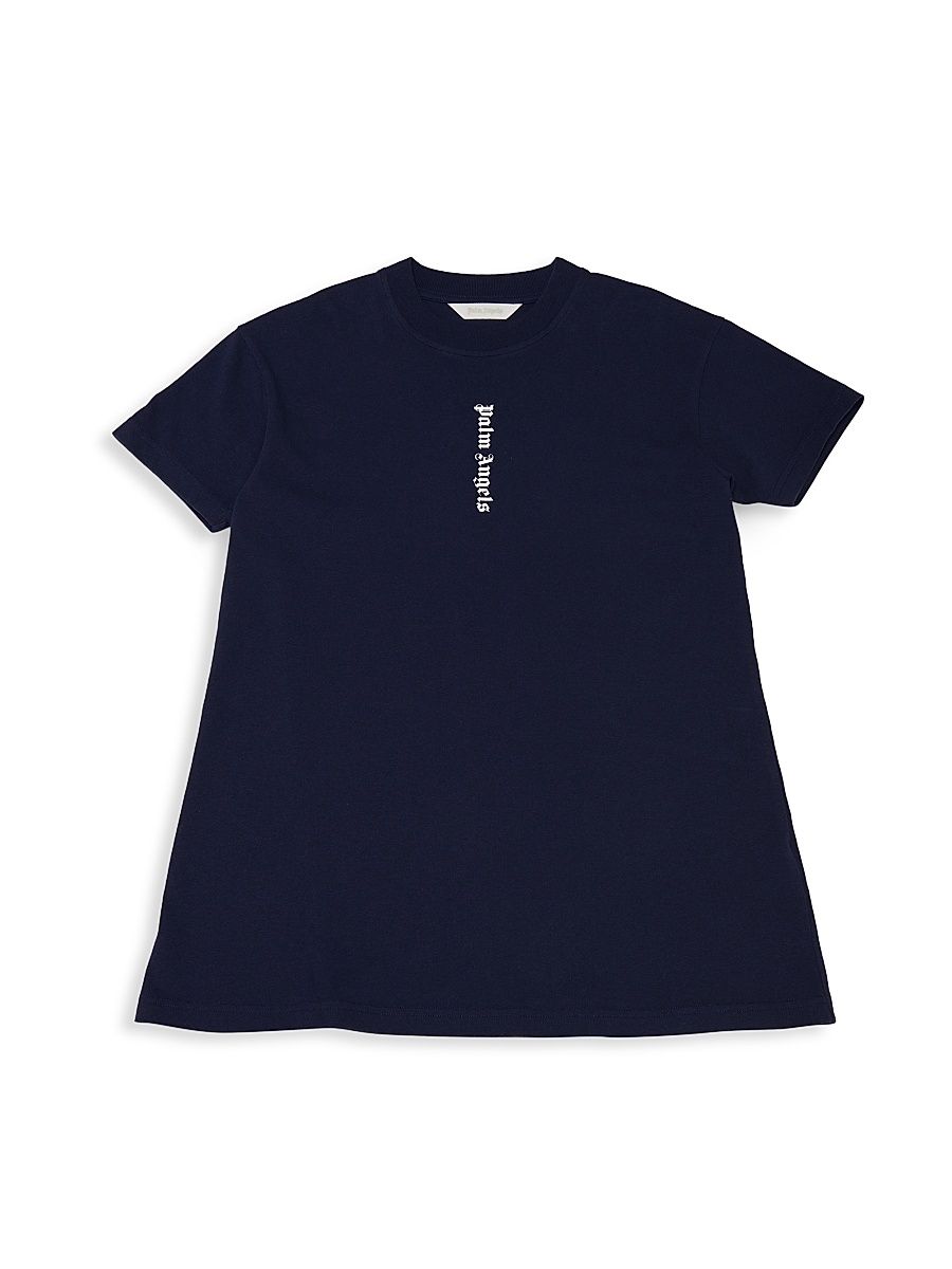Little Girl's & Girl's Logo T-Shirt Dress - Navy Blue White - Size 10