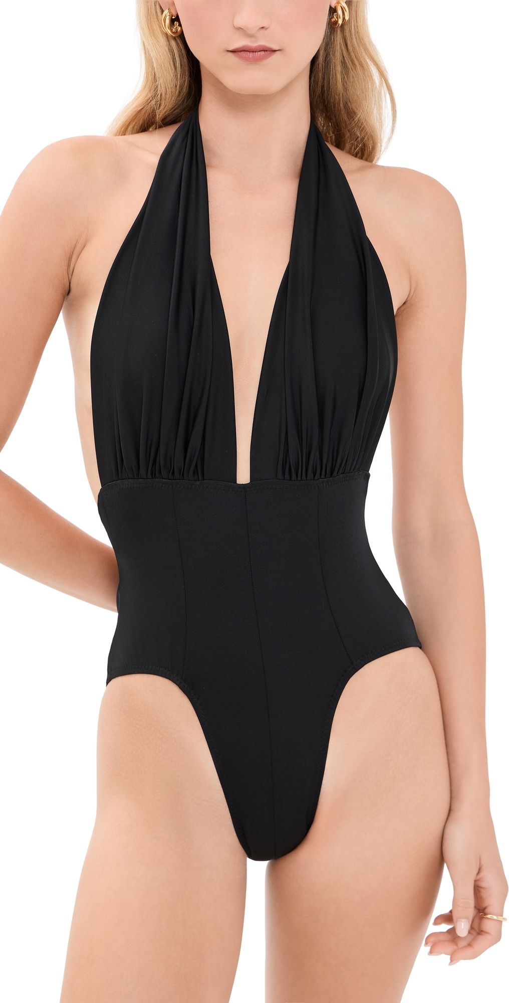 Norma Kamali Wonderwoman Halter Mio One Piece Black L